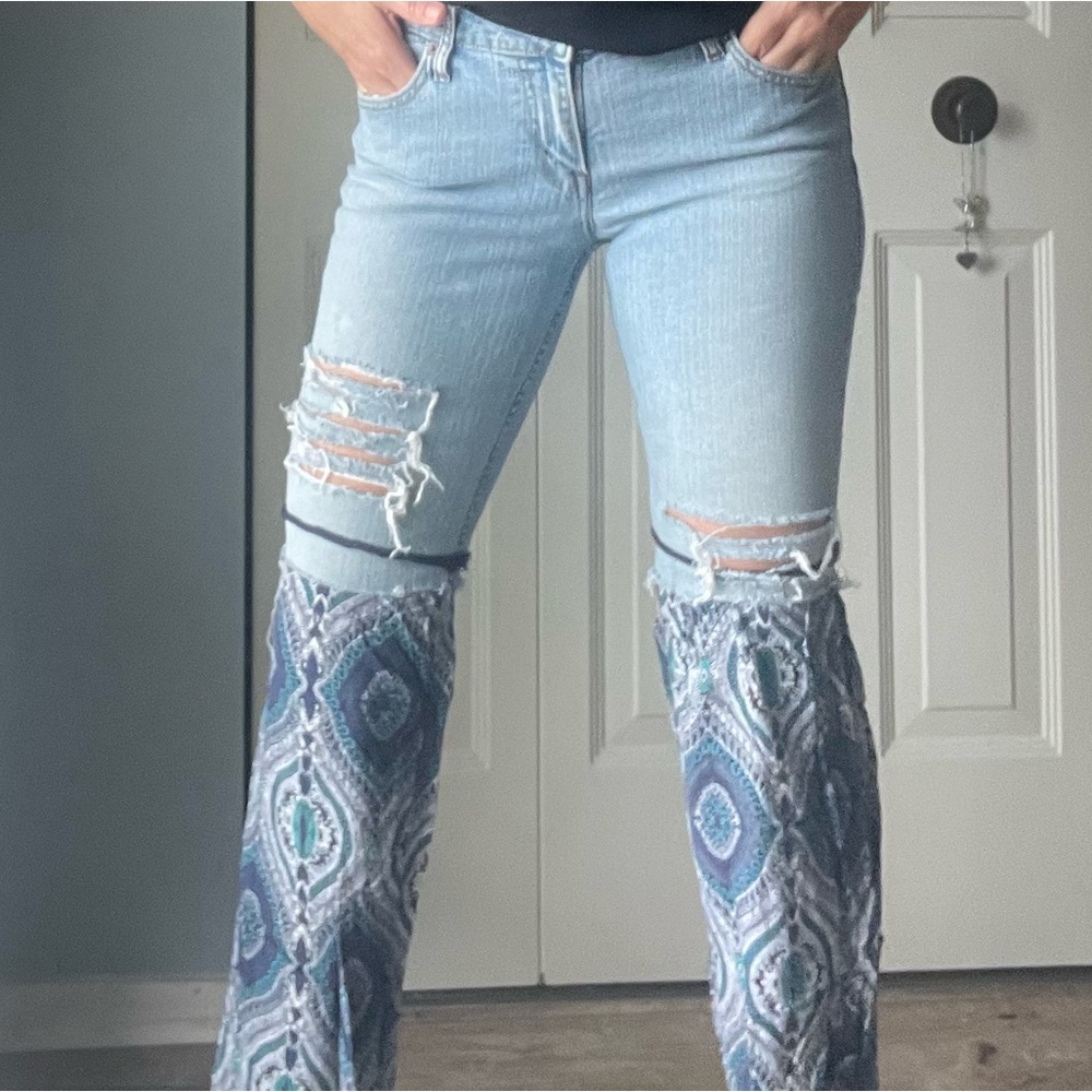 Stylish Light Blue Patchwork Women Jeans